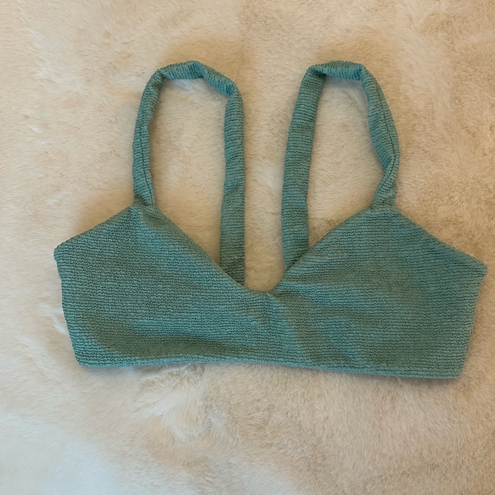 Citrine Swim Teal Textured Bralette Bikini Top | Small